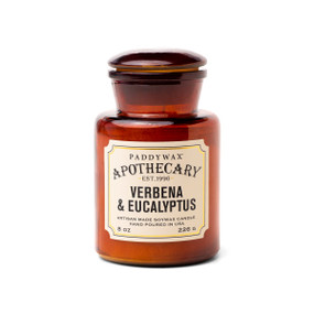 APOTHECARY 8 OZ AMBER GLASS -  VERBENA & EUCALYPTUS, APG805