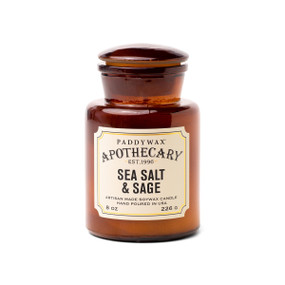 APOTHECARY 8 OZ AMBER GLASS - SEA SALT & SAGE, APG809