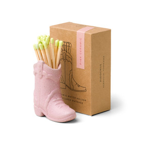 COWBOY BOOT VINTAGE MATCH HOLDER - PINK, INCLUDES 25 COUNT of LIME GREEN SAFETY MATCHES, ACC20