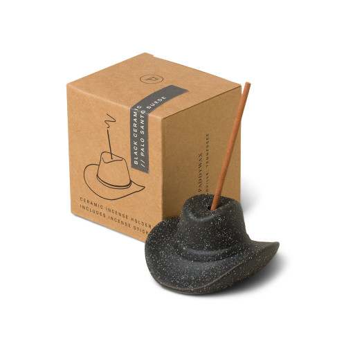 COWBOY HAT INCENSE HOLDER - BLACK, INCLUDES 100 COUNT of SHORT INCENSE STICKS, IN0015