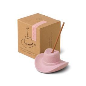 COWBOY HAT INCENSE HOLDER - PINK, INCLUDES 100 COUNT of SHORT INCENSE STICKS, IN0016