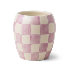 CHECKMATE 11 OZ LILAC CHECKERED PORCELAIN VESSEL - LAVENDER MIMOSA, CM1102