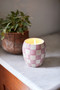 CHECKMATE 11 OZ LILAC CHECKERED PORCELAIN VESSEL - LAVENDER MIMOSA, CM1102