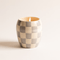 CHECKMATE 11 OZ LIGHT BLUE CHECKERED PORCELAIN VESSEL - COTTON + TEAK, CM1103