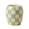 CHECKMATE 11 OZ SAGE CHECKERED PORCELAIN VESSEL - CACTUS FLOWER, CM1105