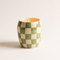 CHECKMATE 11 OZ SAGE CHECKERED PORCELAIN VESSEL - CACTUS FLOWER, CM1105
