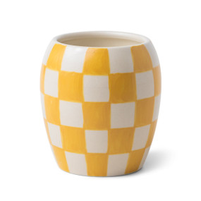 CHECKMATE 11 OZ ORCHRE CHECKERED PORCELAIN VESSEL - GOLDEN AMBER, CM1106