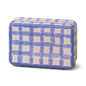 EVERYDAY TINS 5 OZ PURPLE PLAID PRINTED TIN - WILDFLOWERS & FERN, ED0501