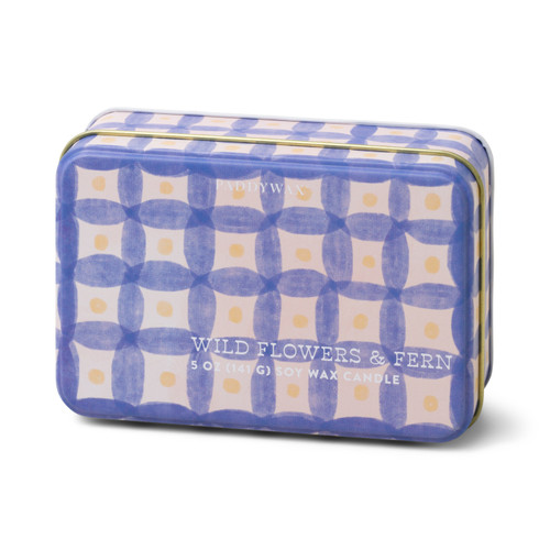 EVERYDAY TINS 5 OZ PURPLE PLAID PRINTED TIN - WILDFLOWERS & FERN, ED0501