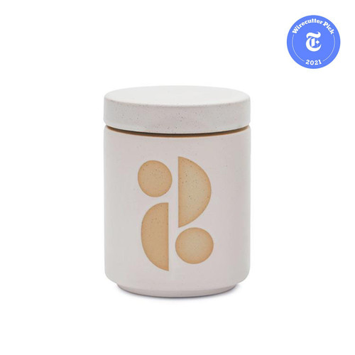 FORM 12 OZ WHITE GLAZED CERAMIC WITH LID - TOBACCO FLOWER, FR1203