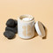 FORM 12 OZ WHITE GLAZED CERAMIC WITH LID - TOBACCO FLOWER, FR1203