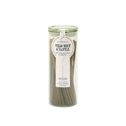 HAZE 100 COUNT INCENSE STICKS IN GREEN MILKY GLASS JAR - WILD MINT & SANTAL, IN0002