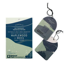 PARKS GREAT SMOKY MOUNTAINS CAR FRAGRANCE, 2 PACK - MAPLEWOOD + MOSS, PKCF005