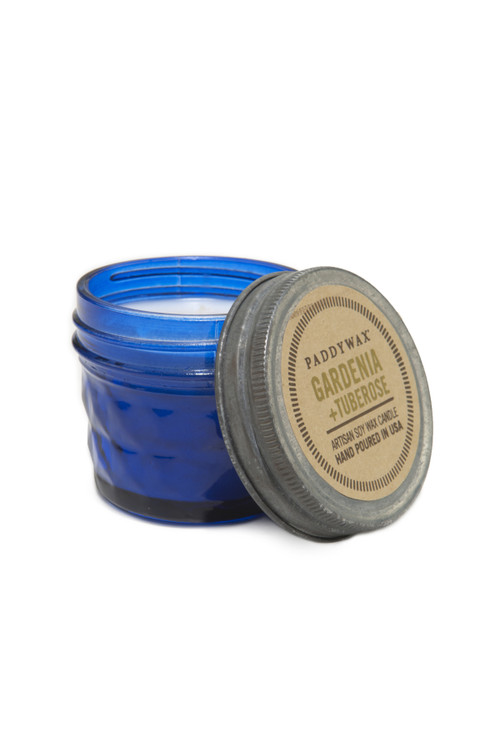 RELISH JAR 3 OZ COBALT GLASS - GARDENIA & TUBEROSE, RJ202