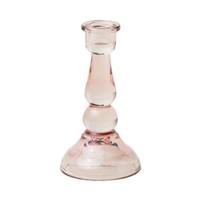TALL GLASS TAPER HOLDER, PINK, THA009