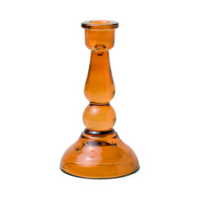 TALL GLASS TAPER HOLDER, AMBER, THA010