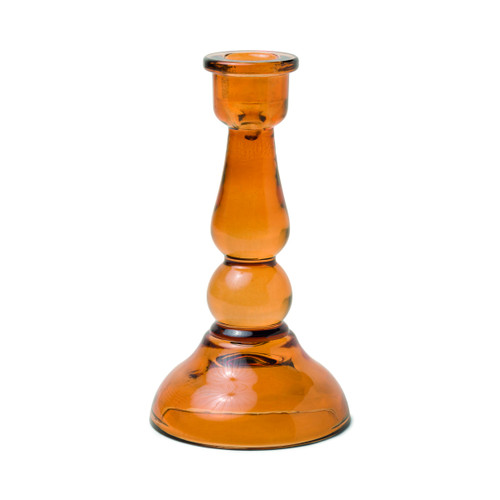 TALL GLASS TAPER HOLDER, AMBER, THA010