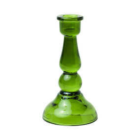 TALL GLASS TAPER HOLDER, DARK GREEN, THA011