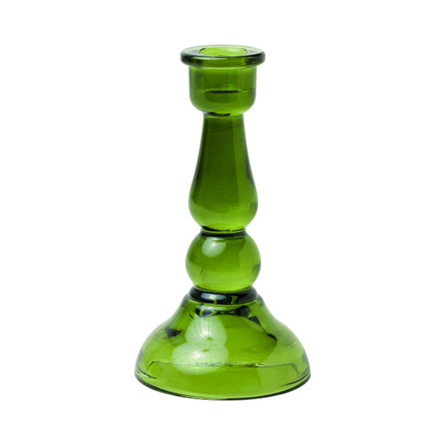 TALL GLASS TAPER HOLDER, DARK GREEN, THA011