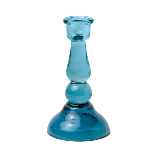 TALL GLASS TAPER HOLDER, BLUE, THA012