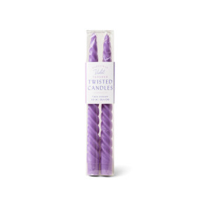 TWISTED TAPER 10" TALL VIOLET BOXED CANDLES, 2 PER PACK, TTC1001