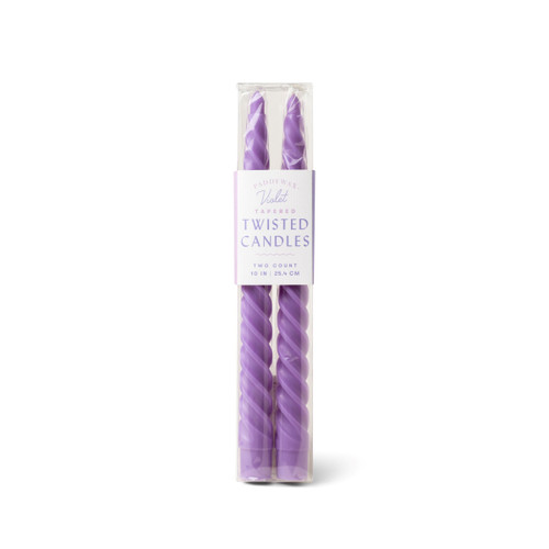 TWISTED TAPER 10" TALL VIOLET BOXED CANDLES, 2 PER PACK, TTC1001