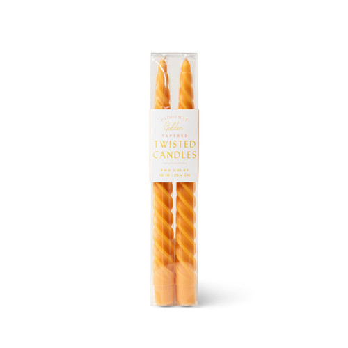 TWISTED TAPER 10" TALL GOLDEN BOXED CANDLES, 2 PER PACK, TTC1002