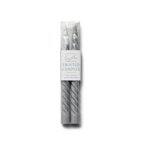 TWISTED TAPER 10" TALL GREY BLUE BOXED CANDLES, 2 PER PACK, TTC1007