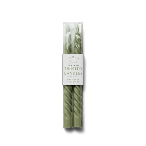 TWISTED TAPER 10" FOREST GREEN BOXED CANDLES, 2 PER PACK, TTC1009