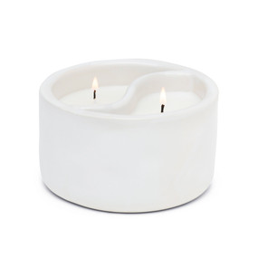 YING & YANG 11 OZ WHITE MATTE CERAMIC - BLACK SALT (BLACK WICK) / TEAKWOOD (WHITE WICK), YY1004