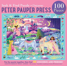 Unicorns Seek & Find 100-Piece Jigsaw Puzzle by Mona Meslier Menuau, 9781441341402