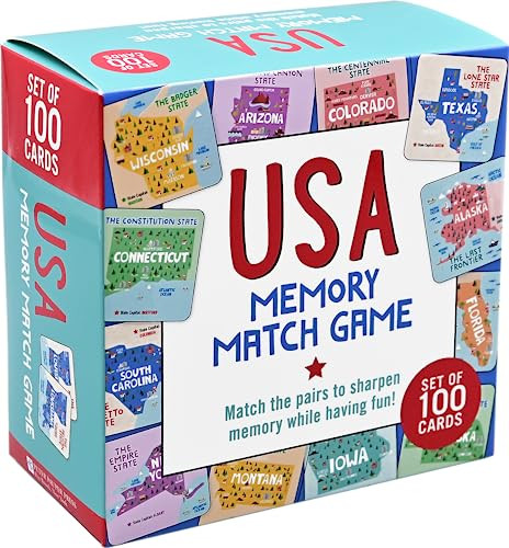 USA Memory Match Game (Set of 100 cards), 9781441341754