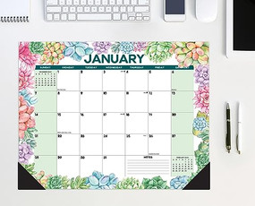 Succulent 2024 22" x 17" Large Monthly Deskpad by Willow Creek Press, 9781549238772
