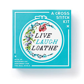 Live Laugh Loathe Cross Stitch Kit by Brass Monkey, Mudpuppy, 9780735377004