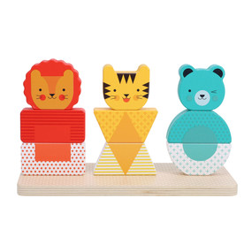 Lion, Tiger, and Bear Wooden Stacking Puzzle (Bilingual Edition) by Petit Collage, 9781797229270