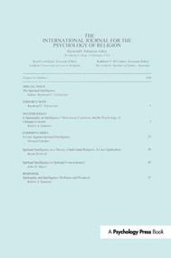 Spiritual Intelligence (A Special Issue of the International Journal for the Psychology of Religion) by Raymond F. Paloutzian, 9781138164536