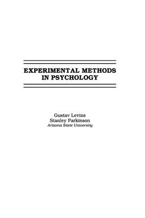 Experimental Methods in Psychology by Gustav Levine, Stanley Parkinson, 9781138969322