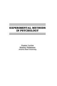 Experimental Methods in Psychology by Gustav Levine, Stanley Parkinson, 9781138969322