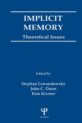 Implicit Memory (Theoretical Issues) by Stephan Lewandowsky, John C. Dunn, Kim Kirsner, 9781138972391