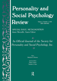 Metacognition (A Special Issue of personality and Social Psychology Review) by Janet Metcalfe, 9780805898408