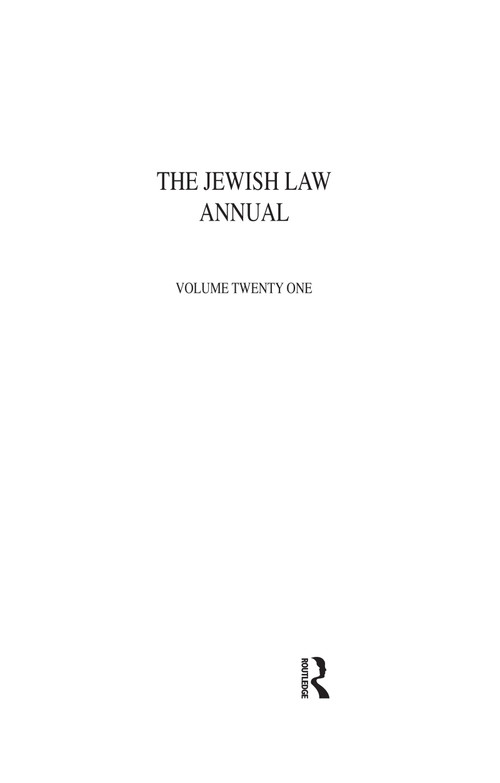 Jewish Law Annual Volume 21 by Benjamin Porat, 9780367597306