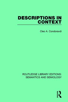 Descriptions in Context by Cleo A. Condoravdi, 9781138697416