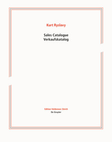 Sales Catalogue / Verkaufskatalog by Kurt Ryslavy, 9783110723106