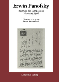 Erwin Panofsky (Beiträge des Symposions Hamburg 1992) (German Edition) by Bruno Reudenbach, 9783050023922