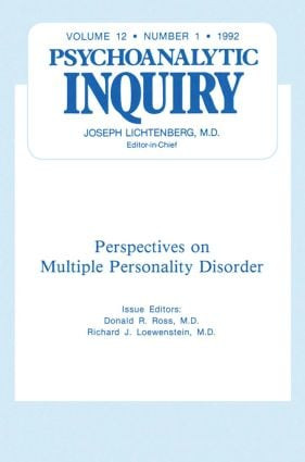 Multiple Personality Disorder (Psychoanalytic Inquiry, 12.1) by Donald R Ross, 9780881639483