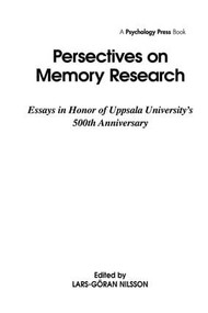 Perspectives on Memory Research (Essays in Honor of Uppsala University's 500th Anniversary) by Lars-Goran Nilsson, 9780898596281