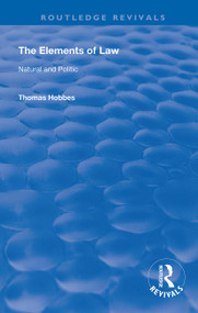 The Elements of Law (Natural and Politic) - 9780367142162 by Thomas Hobbes, Ferdinand Tonnies, 9780367142162