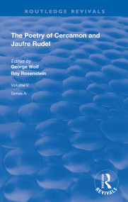 The Poetry of Cercamon and Jaufre Rudel - 9780367140359 by George Wolf, Roy Rosenstein, 9780367140359