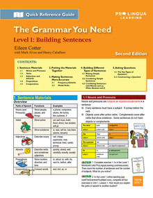 Building Sentences (The Grammar You Need, Level 1) by Mark Alves, Henry Caballero, Michael Berman, Eileen Cotter, 9780866475723