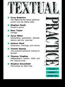 Textual Practice (Volume 8, Issue 1) by Terence Hawkes, Jean Howard, 9780415110976